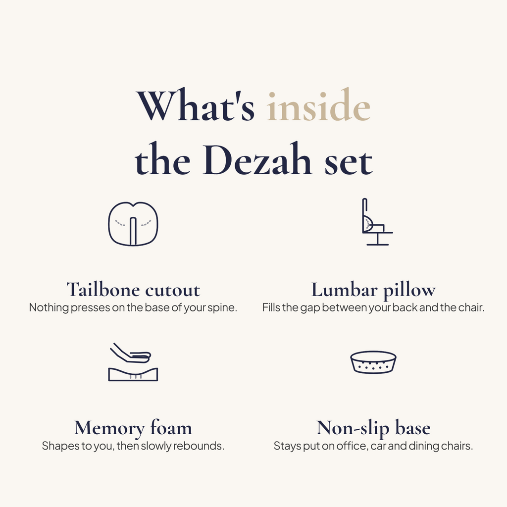 Dezah Memory Foam Seat Cushion with Tailbone Cutout